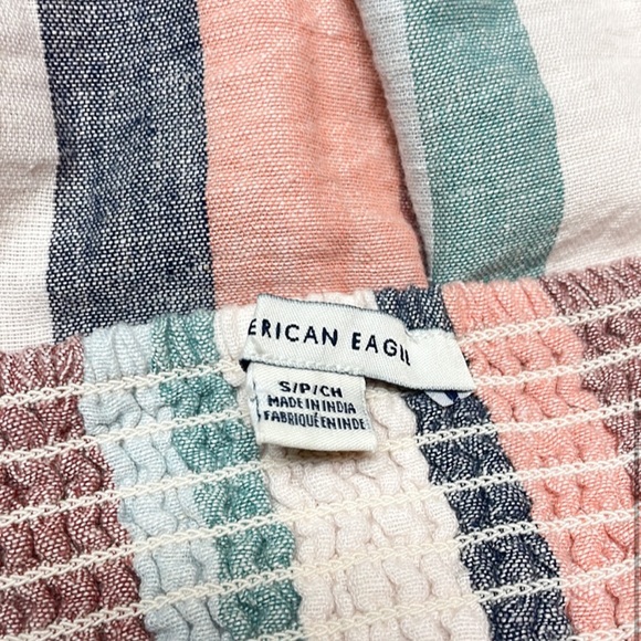 American Eagle Women's Halter Open Back Mini Multiolored Striped Dress - size S - Picture 4 of 4